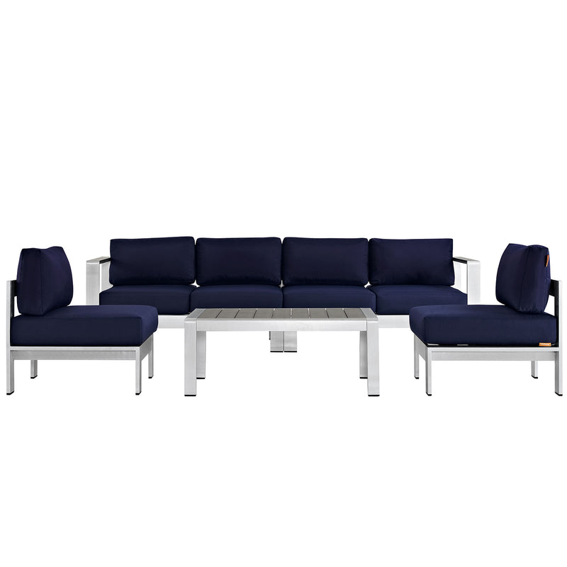 Modway EEI-2564 Shore 5 Piece Outdoor Patio Aluminum Sectional Sofa Set - EEI-2564 | Outdoor Sofas, Loveseats & Sectionals | Modishstore - 2