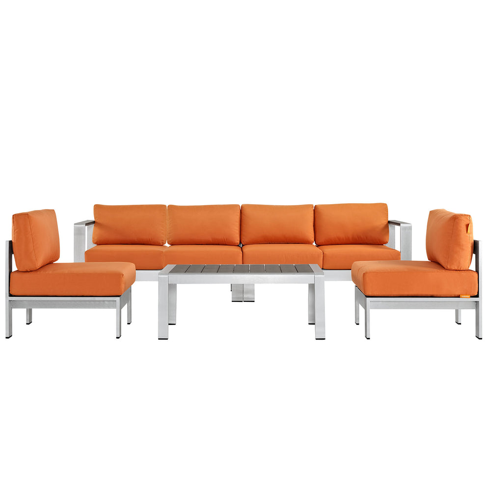 Modway EEI-2564 Shore 5 Piece Outdoor Patio Aluminum Sectional Sofa Set - EEI-2564 | Outdoor Sofas, Loveseats & Sectionals | Modishstore - 1