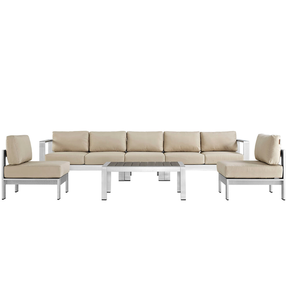 Modway EEI-2565 Shore 6 Piece Outdoor Patio Aluminum Sectional Sofa Set - EEI-2565 | Outdoor Sofas, Loveseats & Sectionals | Modishstore - 4