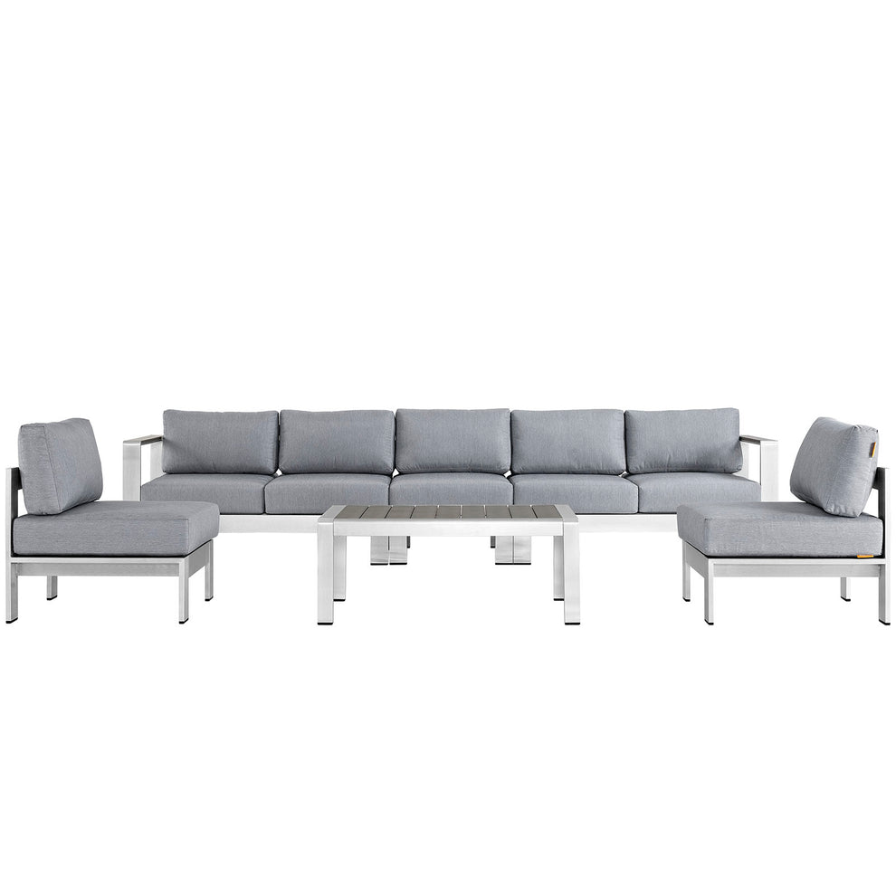 Modway EEI-2565 Shore 6 Piece Outdoor Patio Aluminum Sectional Sofa Set - EEI-2565 | Outdoor Sofas, Loveseats & Sectionals | Modishstore - 3