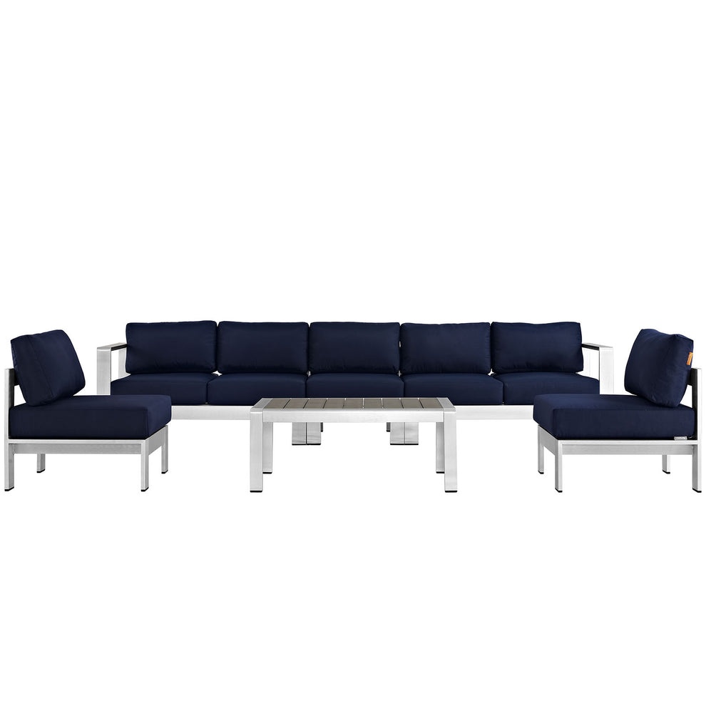 Modway EEI-2565 Shore 6 Piece Outdoor Patio Aluminum Sectional Sofa Set - EEI-2565 | Outdoor Sofas, Loveseats & Sectionals | Modishstore - 2