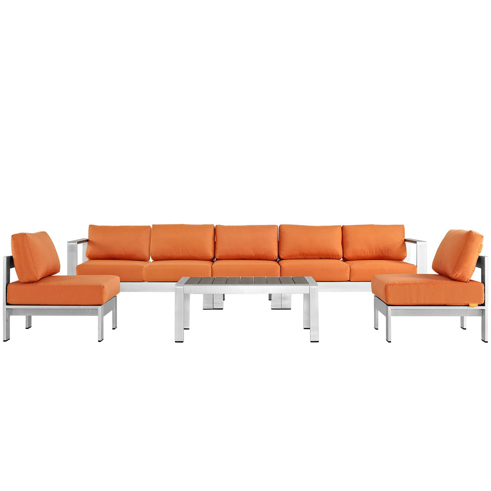 Modway EEI-2565 Shore 6 Piece Outdoor Patio Aluminum Sectional Sofa Set - EEI-2565 | Outdoor Sofas, Loveseats & Sectionals | Modishstore - 1