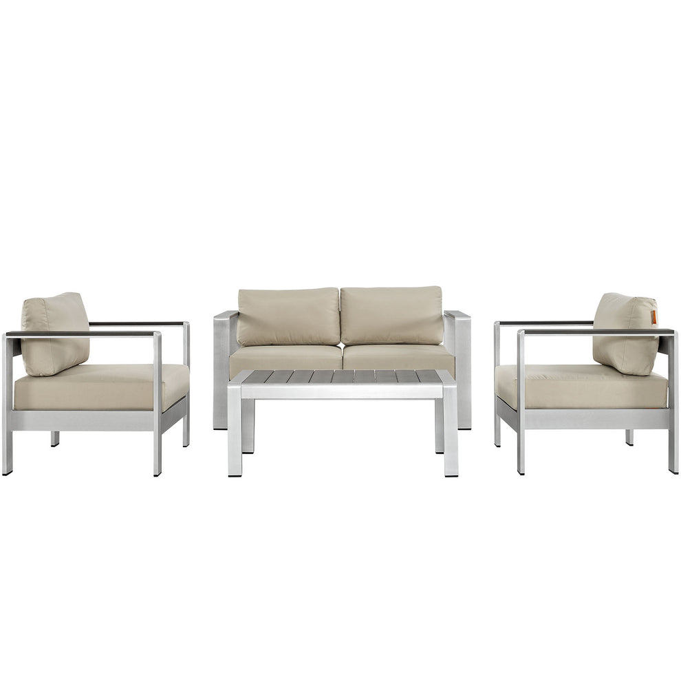 Modway EEI-2567 Shore 4 Piece Outdoor Patio Aluminum Sectional Sofa Set - EEI-2567 | Outdoor Sofas, Loveseats & Sectionals | Modishstore - 4