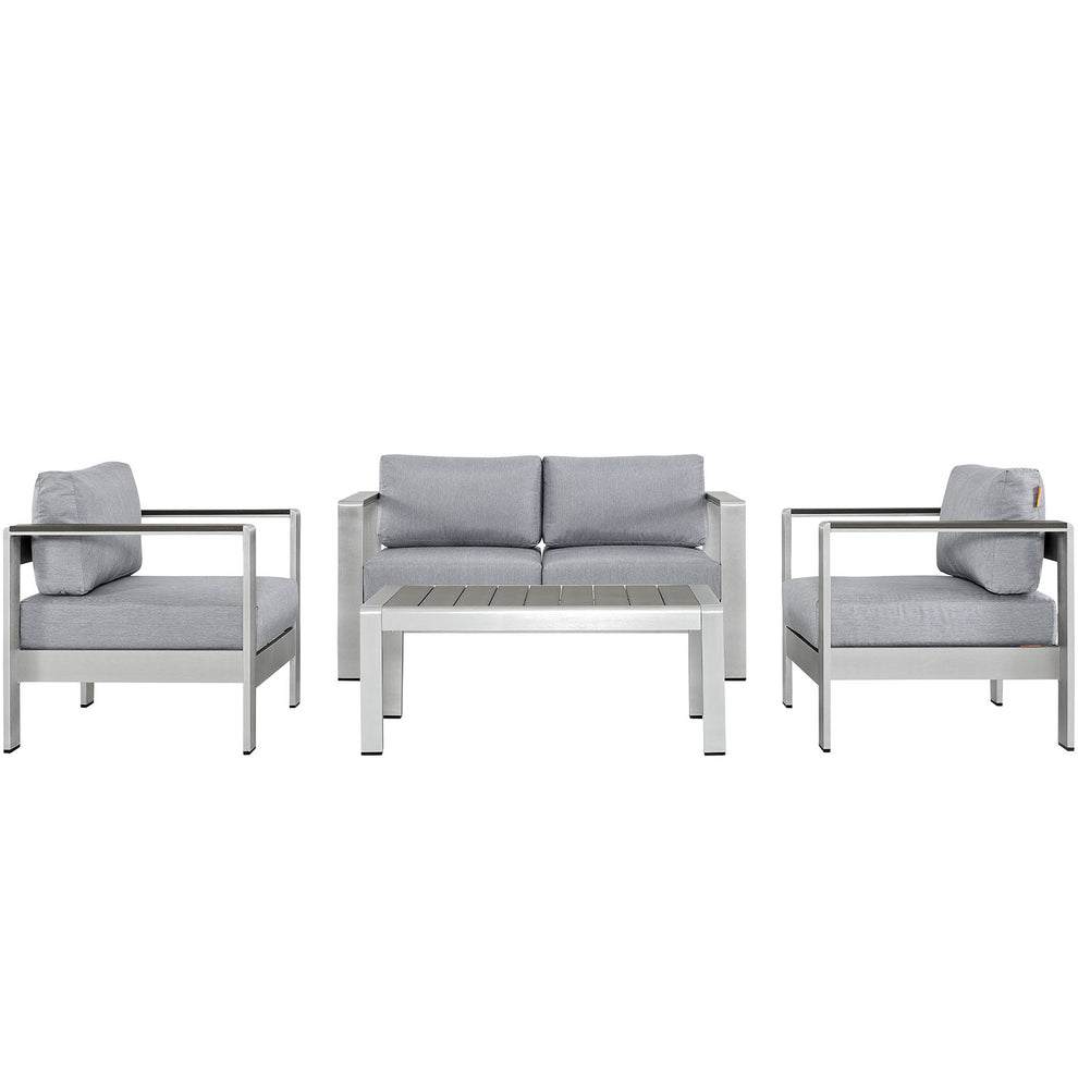 Modway EEI-2567 Shore 4 Piece Outdoor Patio Aluminum Sectional Sofa Set - EEI-2567 | Outdoor Sofas, Loveseats & Sectionals | Modishstore - 3