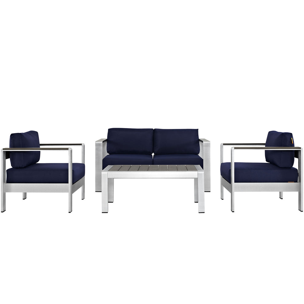 Modway EEI-2567 Shore 4 Piece Outdoor Patio Aluminum Sectional Sofa Set - EEI-2567 | Outdoor Sofas, Loveseats & Sectionals | Modishstore - 2