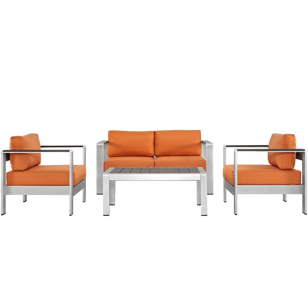 Modway EEI-2567 Shore 4 Piece Outdoor Patio Aluminum Sectional Sofa Set - EEI-2567 | Outdoor Sofas, Loveseats & Sectionals | Modishstore - 1