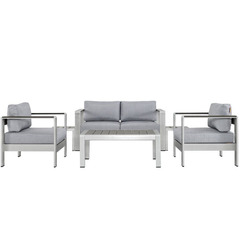 Modway EEI-2568 Shore 6 Piece Outdoor Patio Aluminum Sectional Sofa Set - EEI-2568 | Outdoor Sofas, Loveseats & Sectionals | Modishstore - 3
