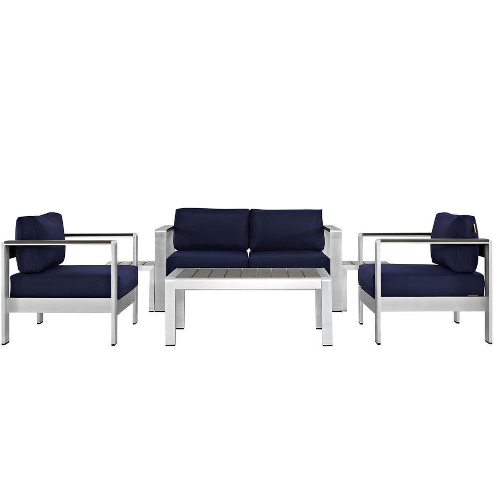 Modway EEI-2568 Shore 6 Piece Outdoor Patio Aluminum Sectional Sofa Set - EEI-2568 | Outdoor Sofas, Loveseats & Sectionals | Modishstore - 2