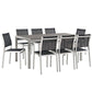 Modway Shore 9 Piece Outdoor Patio Aluminum Dining Set - Silver Black | Dining Sets | Modishstore