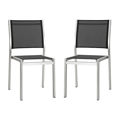 Modway Shore Side Chair Outdoor Patio Aluminum Set of 2 - Silver Black - EEI-2585 | Outdoor Chairs | Modishstore - 8