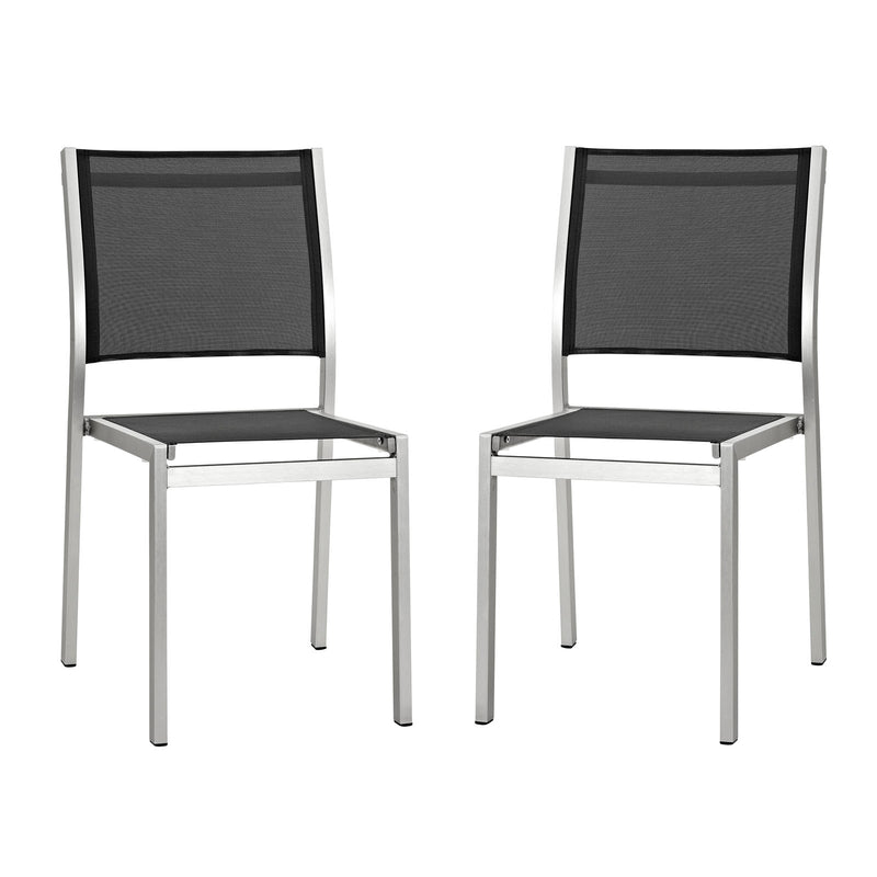 Modway Shore Side Chair Outdoor Patio Aluminum Set of 2 - Silver Black - EEI-2585 | Outdoor Chairs | Modishstore - 8