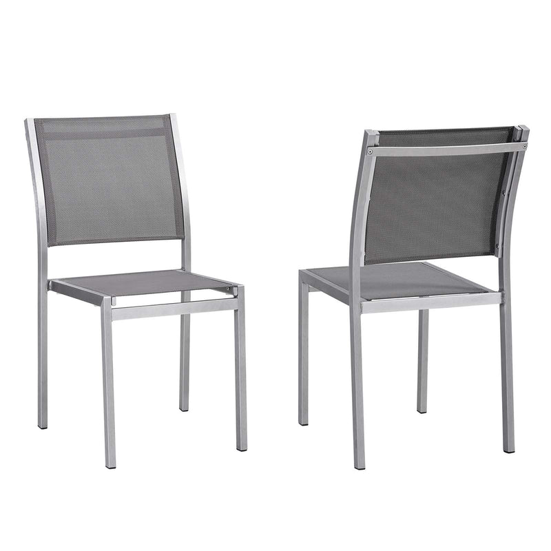 Modway Shore Side Chair Outdoor Patio Aluminum Set of 2 - Silver Black | Outdoor Chairs | Modishstore-2