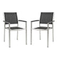 Modway Shore Dining Chair Outdoor Patio Aluminum Set of 2 - Silver Black | Outdoor Chairs | Modishstore-10