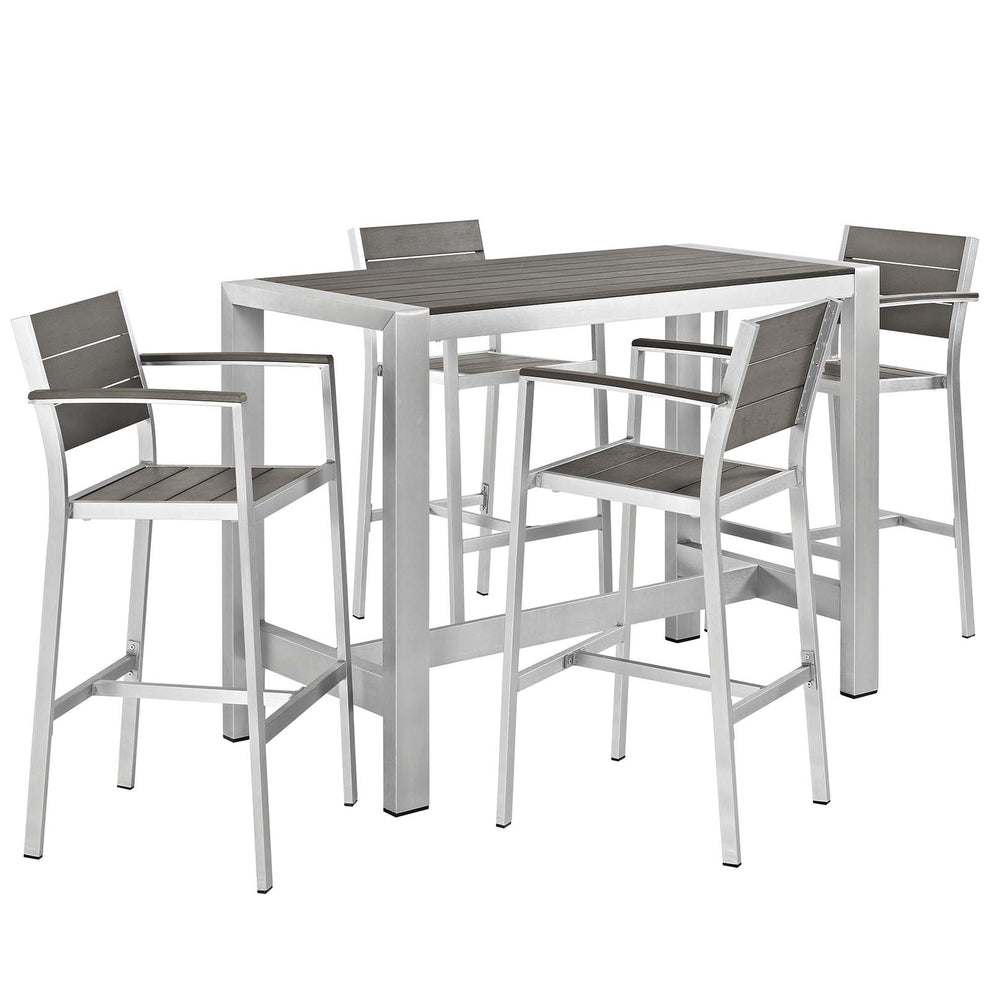 Modway EEI-2588 Shore 5 Piece Outdoor Patio Aluminum Dining Set - Silver Gray - EEI-2588 | Outdoor Dining Sets | Modishstore - 2