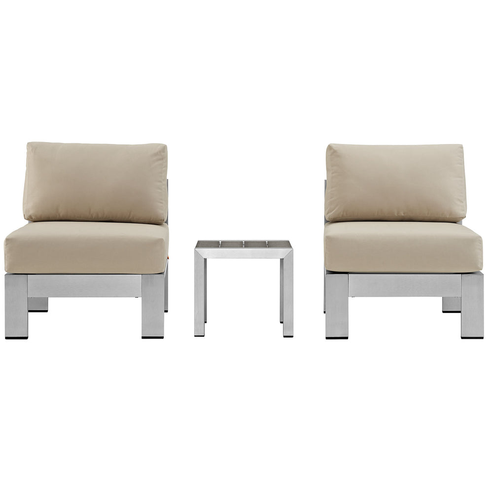 Modway EEI-2598 Shore 3 Piece Outdoor Patio Aluminum Sectional Sofa Set - EEI-2598 | Outdoor Sofas, Loveseats & Sectionals | Modishstore - 4