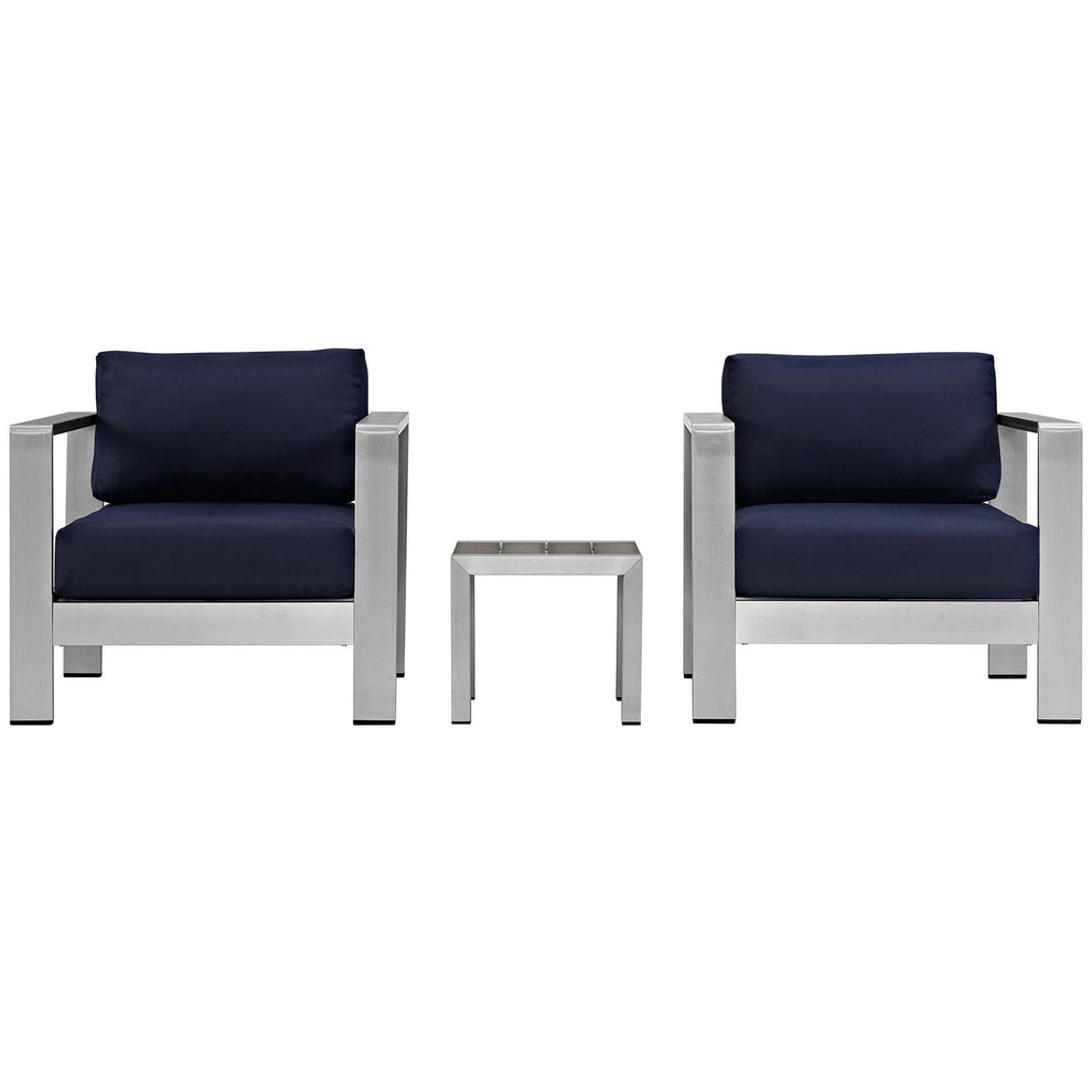 Modway EEI-2599 Shore 3 Piece Outdoor Patio Aluminum Sectional Sofa Set - EEI-2599 | Outdoor Sofas, Loveseats & Sectionals | Modishstore - 2
