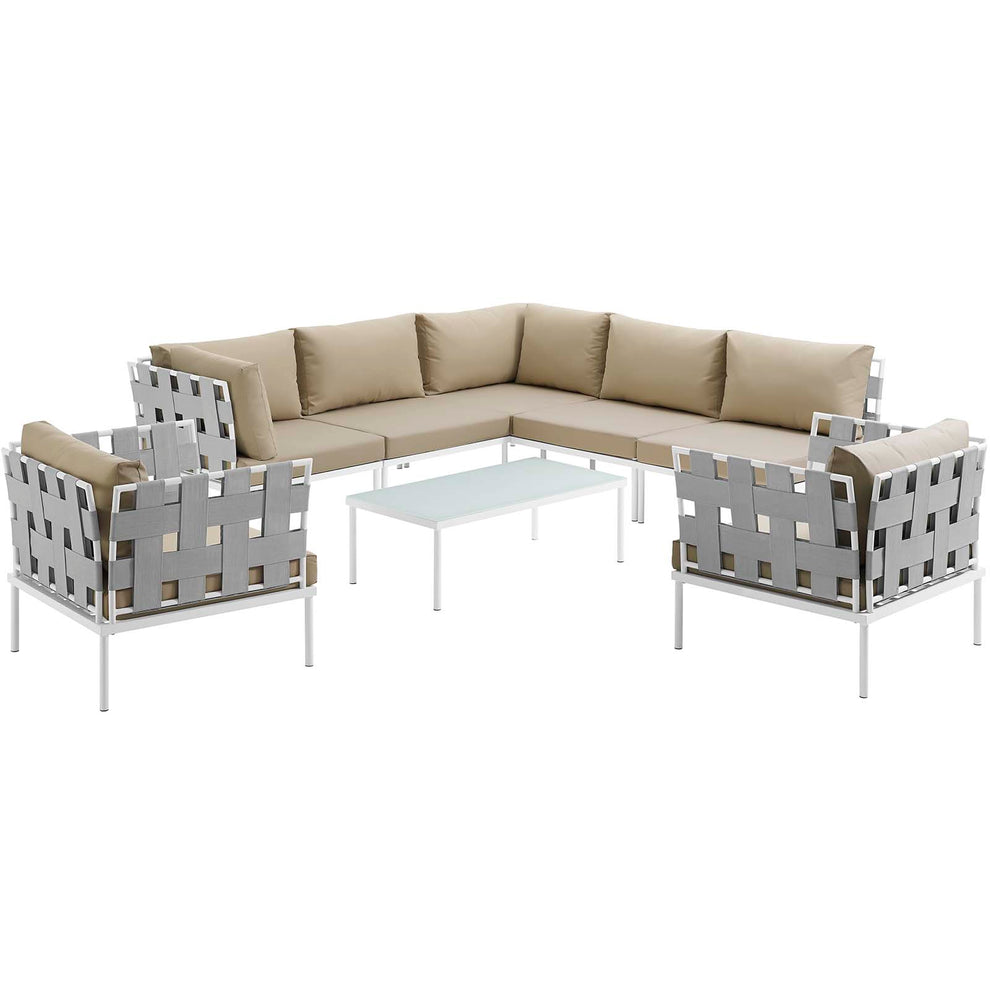 Modway Harmony 8 Piece Outdoor Patio Aluminum Sectional Sofa Set - EEI-2619 | Outdoor Sofas, Loveseats & Sectionals | Modishstore - 2