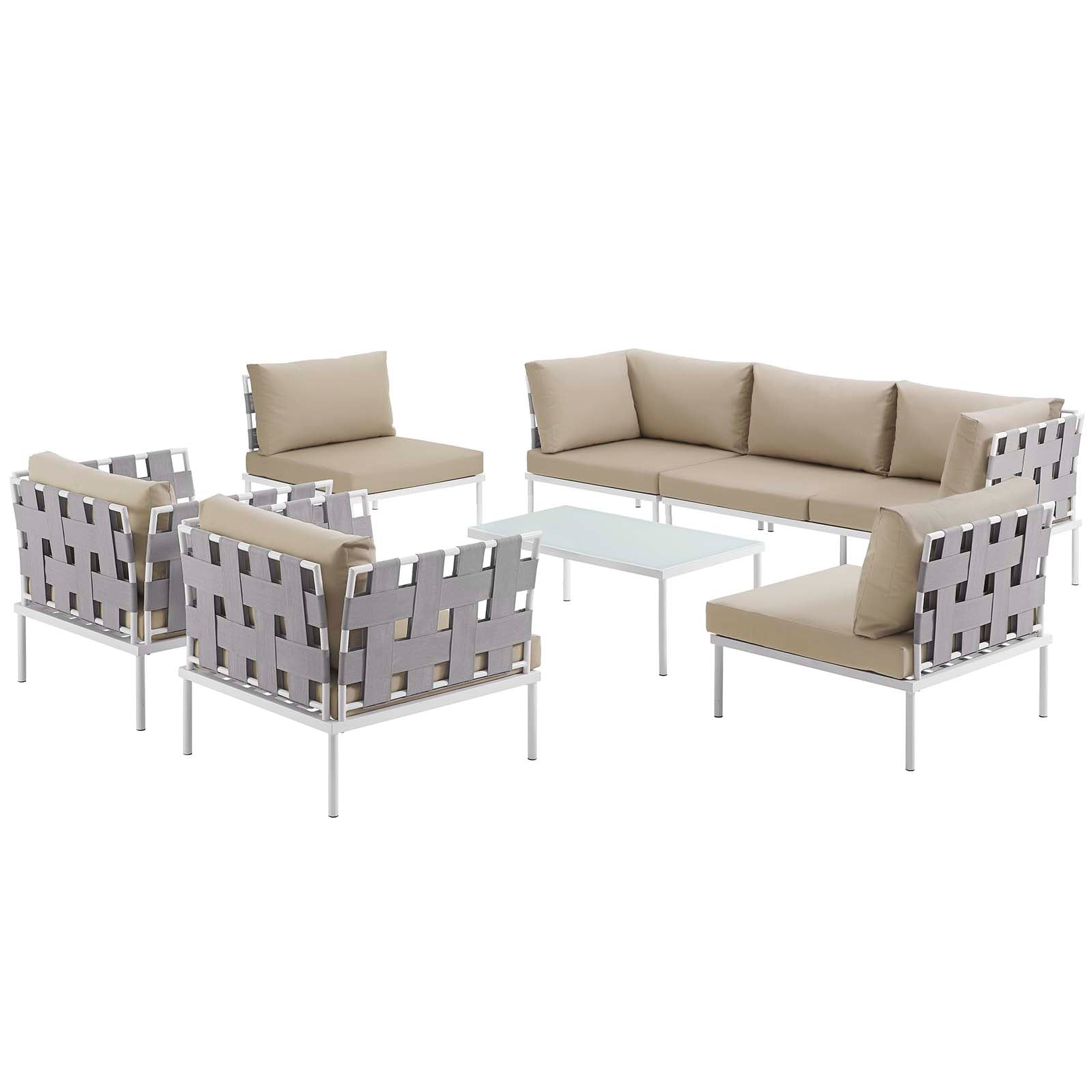 Modway Harmony 8 Piece Outdoor Patio Aluminum Sectional Sofa Set | Outdoor Sofas, Loveseats & Sectionals | Modishstore-3
