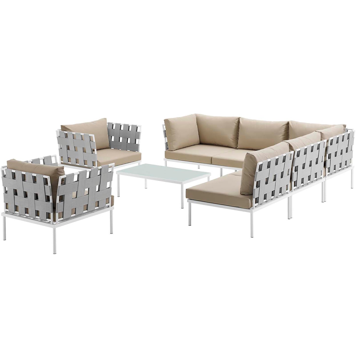 Modway Harmony 8 Piece Outdoor Patio Aluminum Sectional Sofa Set | Outdoor Sofas, Loveseats & Sectionals | Modishstore-4