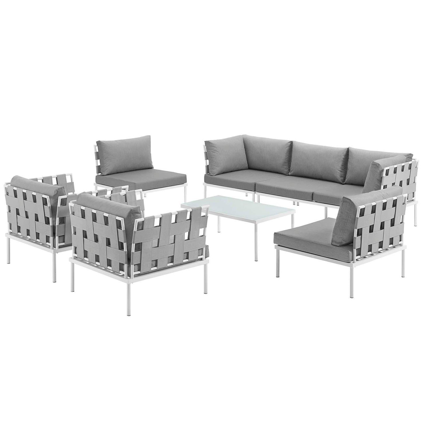Modway Harmony 8 Piece Outdoor Patio Aluminum Sectional Sofa Set | Outdoor Sofas, Loveseats & Sectionals | Modishstore-11