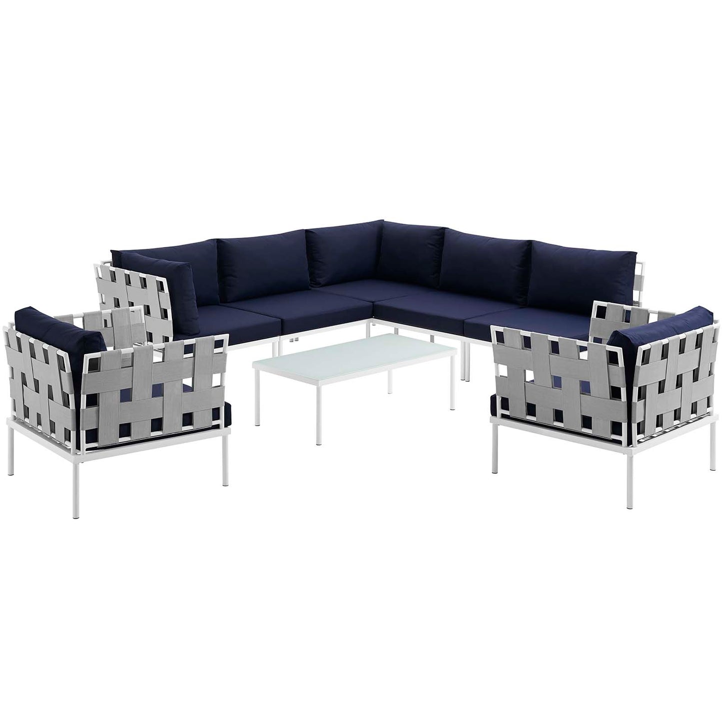 Modway Harmony 8 Piece Outdoor Patio Aluminum Sectional Sofa Set | Outdoor Sofas, Loveseats & Sectionals | Modishstore-18