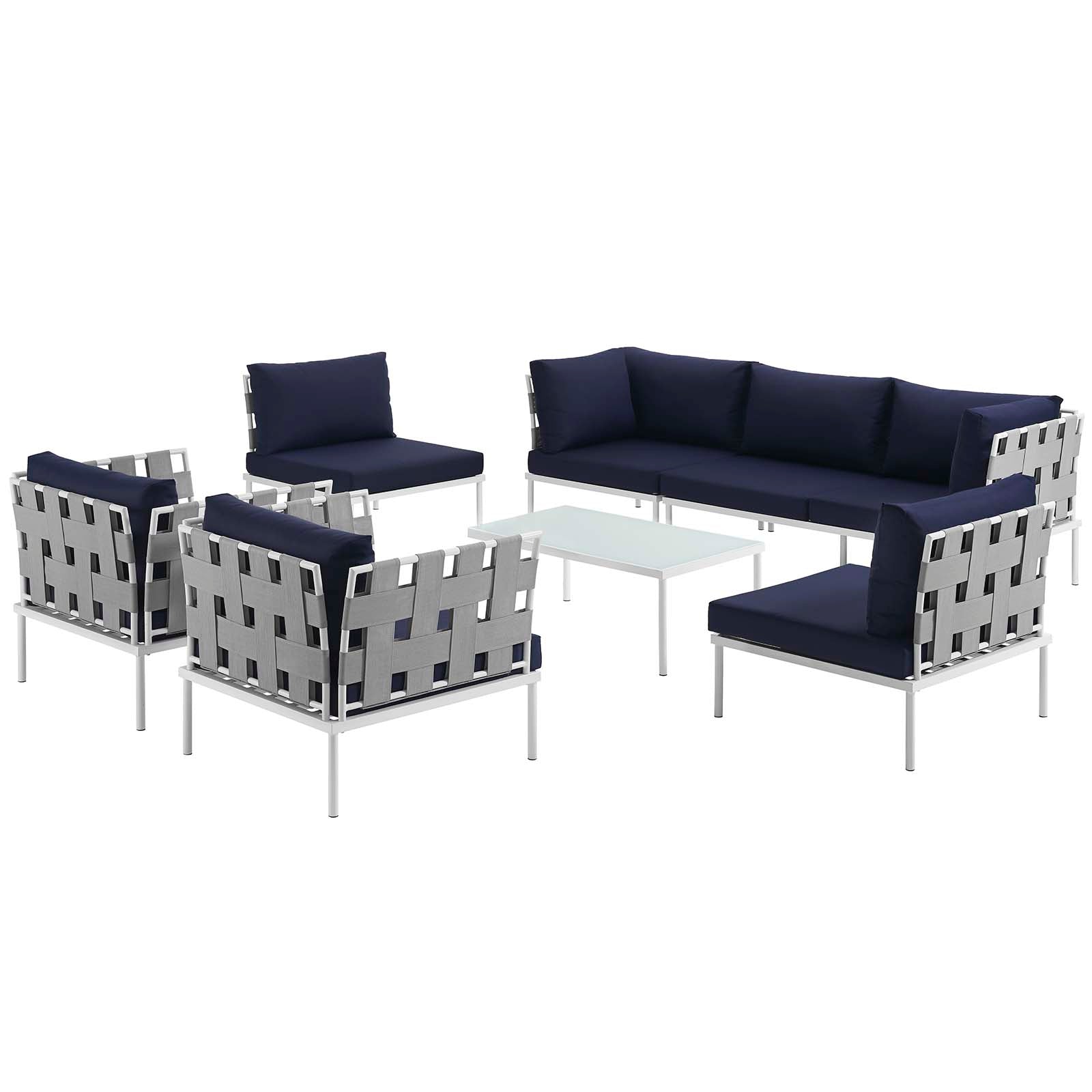 Modway Harmony 8 Piece Outdoor Patio Aluminum Sectional Sofa Set | Outdoor Sofas, Loveseats & Sectionals | Modishstore-19