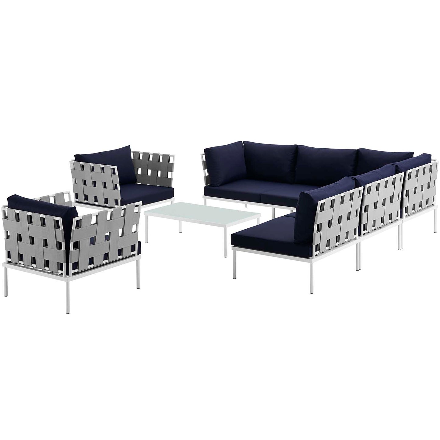 Modway Harmony 8 Piece Outdoor Patio Aluminum Sectional Sofa Set | Outdoor Sofas, Loveseats & Sectionals | Modishstore-20