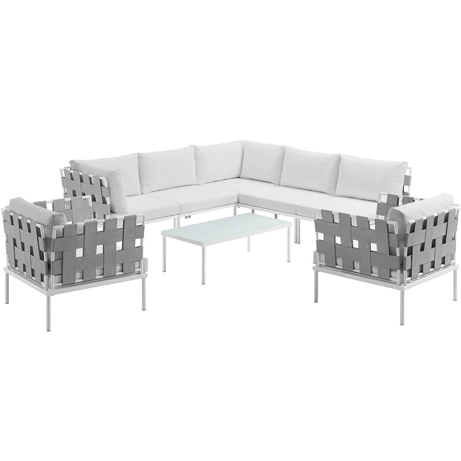 Modway Harmony 8 Piece Outdoor Patio Aluminum Sectional Sofa Set | Outdoor Sofas, Loveseats & Sectionals | Modishstore-26
