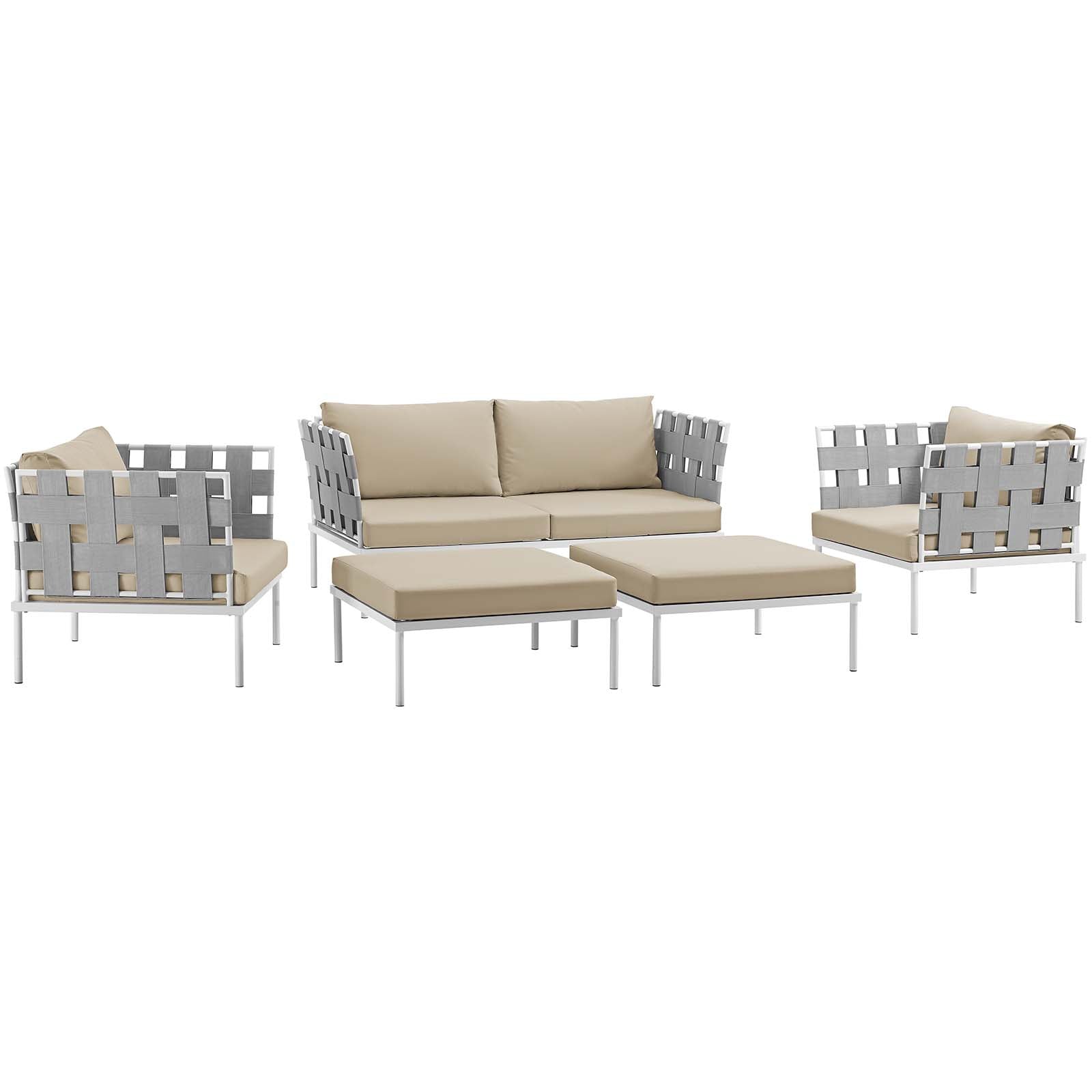 Modway Harmony 5 Piece Outdoor Patio Aluminum Sectional Sofa Set - EEI-2621 | Outdoor Sofas, Loveseats & Sectionals | Modishstore-18