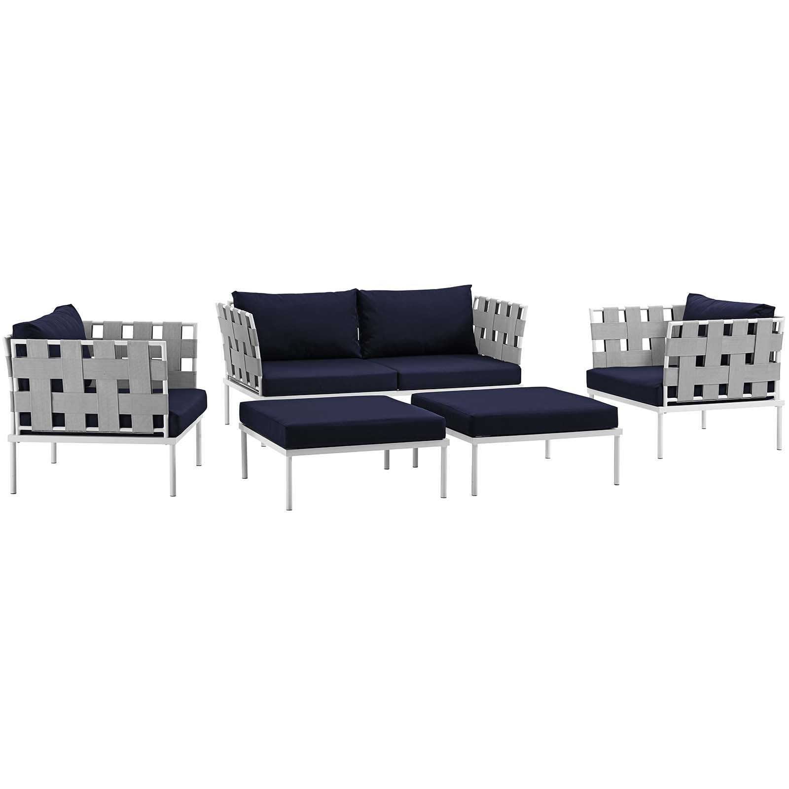 Modway Harmony 5 Piece Outdoor Patio Aluminum Sectional Sofa Set - EEI-2621 | Outdoor Sofas, Loveseats & Sectionals | Modishstore-16