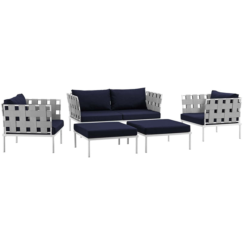 Modway Harmony 5 Piece Outdoor Patio Aluminum Sectional Sofa Set - EEI-2621 - EEI-2621 | Outdoor Sofas, Loveseats & Sectionals | Modishstore - 2
