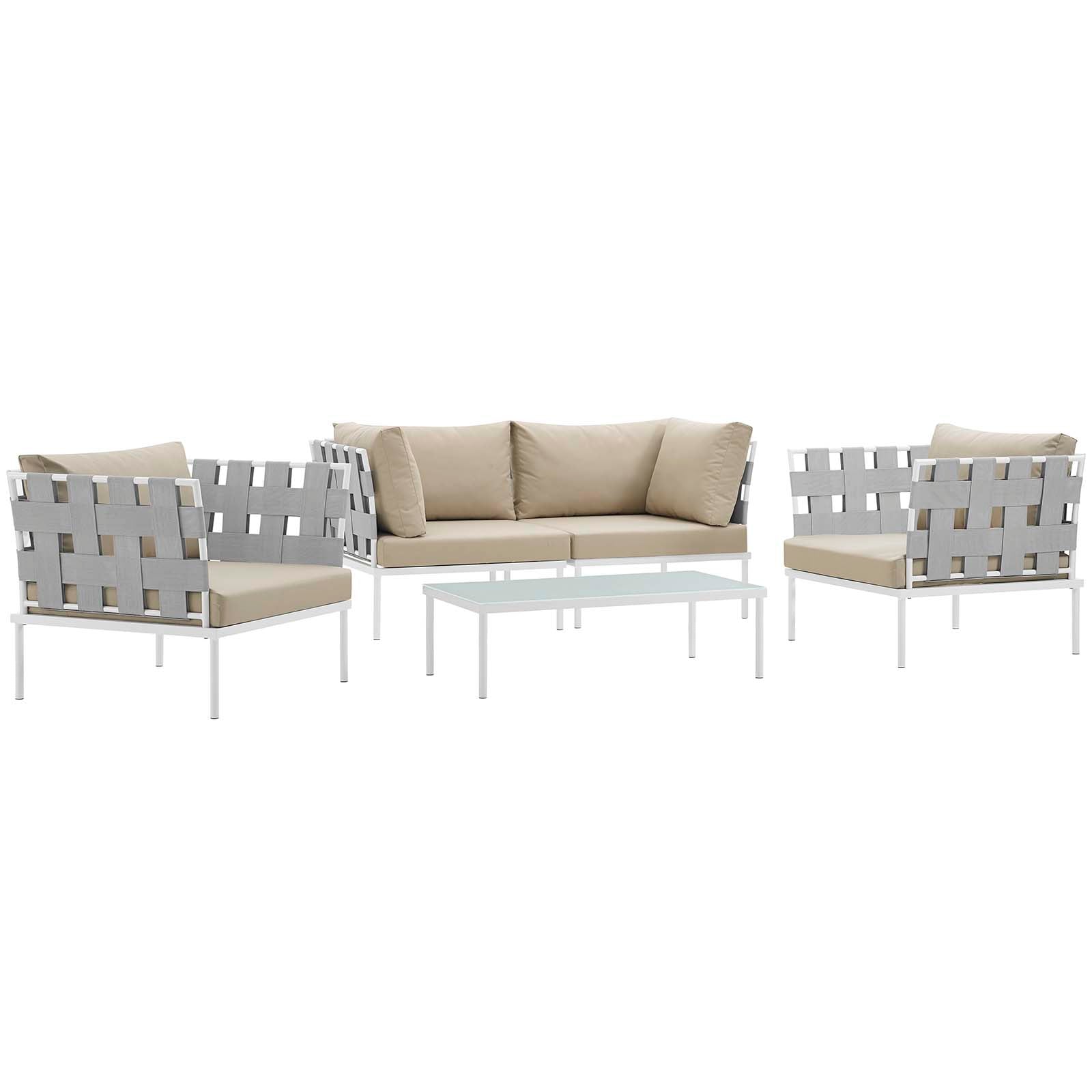 Modway Harmony 5 Piece Outdoor Patio Aluminum Sectional Sofa Set | Outdoor Sofas, Loveseats & Sectionals | Modishstore-18