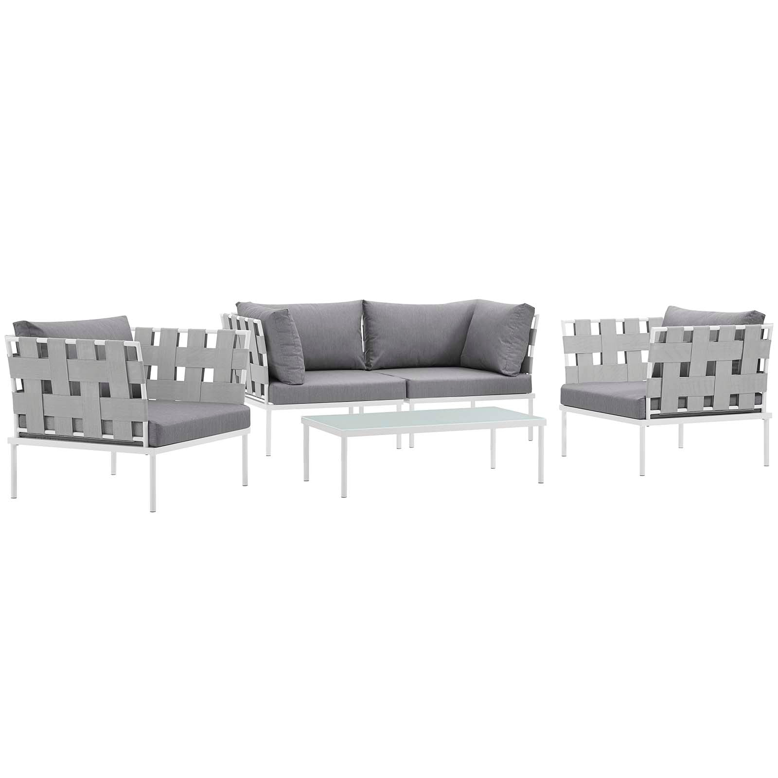 Modway Harmony 5 Piece Outdoor Patio Aluminum Sectional Sofa Set | Outdoor Sofas, Loveseats & Sectionals | Modishstore-17