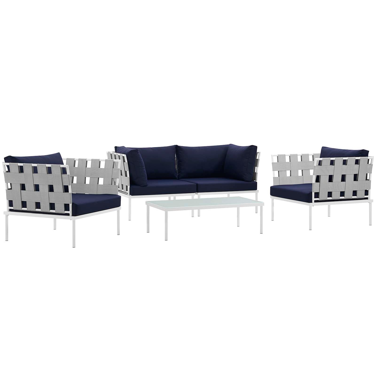 Modway Harmony 5 Piece Outdoor Patio Aluminum Sectional Sofa Set | Outdoor Sofas, Loveseats & Sectionals | Modishstore-16
