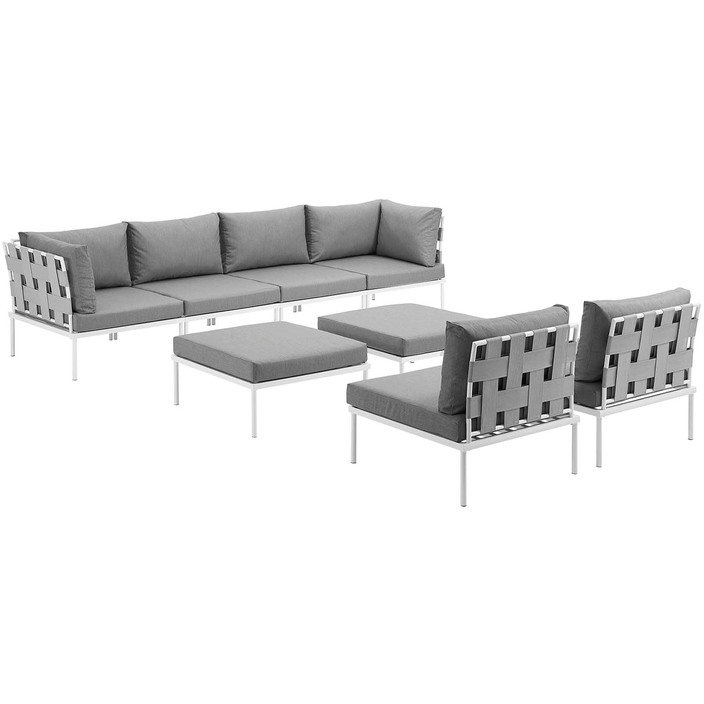 Modway Harmony 8 Piece Outdoor Patio Aluminum Sectional Sofa Set-EEI-2624 | Outdoor Sofas, Loveseats & Sectionals | Modishstore-16
