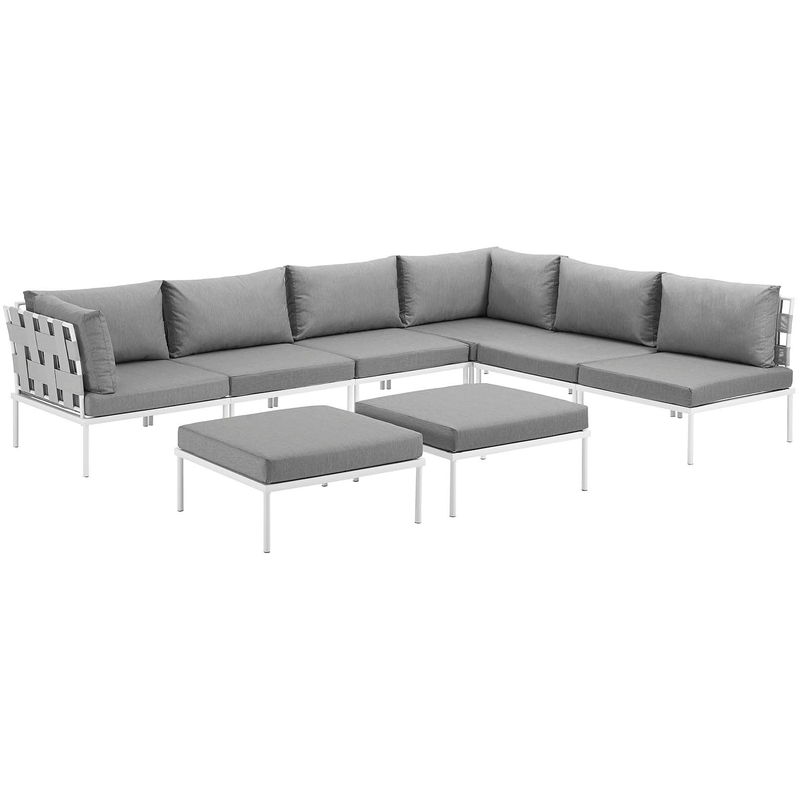 Modway Harmony 8 Piece Outdoor Patio Aluminum Sectional Sofa Set-EEI-2624 | Outdoor Sofas, Loveseats & Sectionals | Modishstore-13