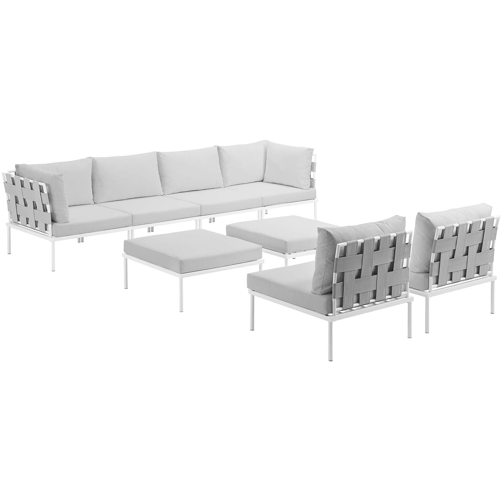 Modway Harmony 8 Piece Outdoor Patio Aluminum Sectional Sofa Set-EEI-2624 | Outdoor Sofas, Loveseats & Sectionals | Modishstore-6