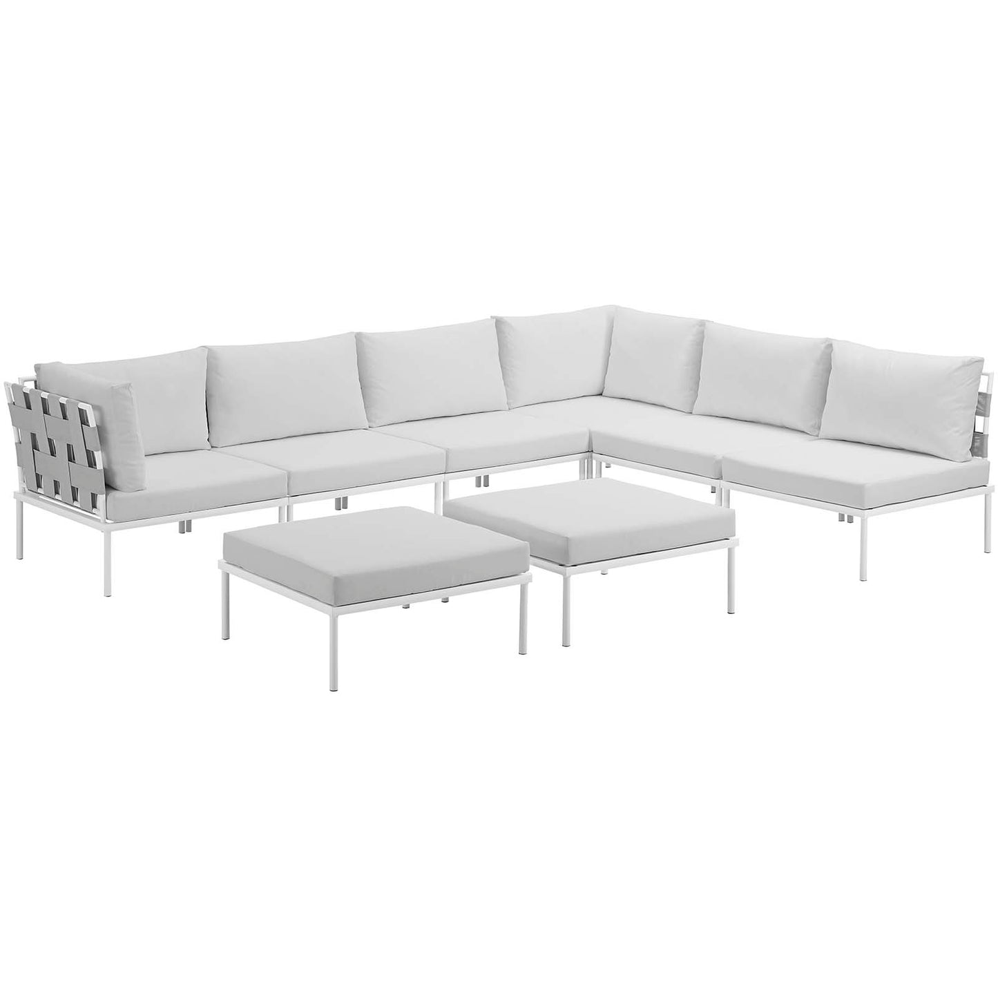 Modway Harmony 8 Piece Outdoor Patio Aluminum Sectional Sofa Set-EEI-2624 | Outdoor Sofas, Loveseats & Sectionals | Modishstore-5