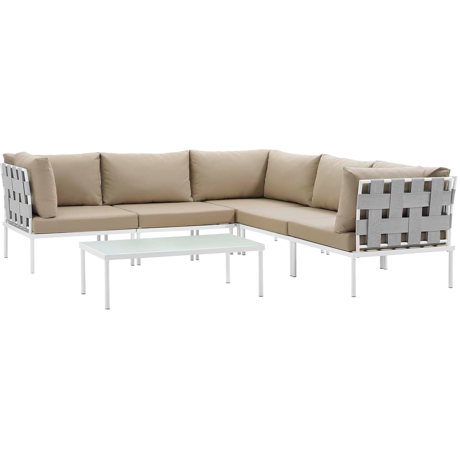 Modway Harmony 6 Piece Outdoor Patio Aluminum Sectional Sofa Set - EEI-2627 | Outdoor Sofas, Loveseats & Sectionals | Modishstore-15