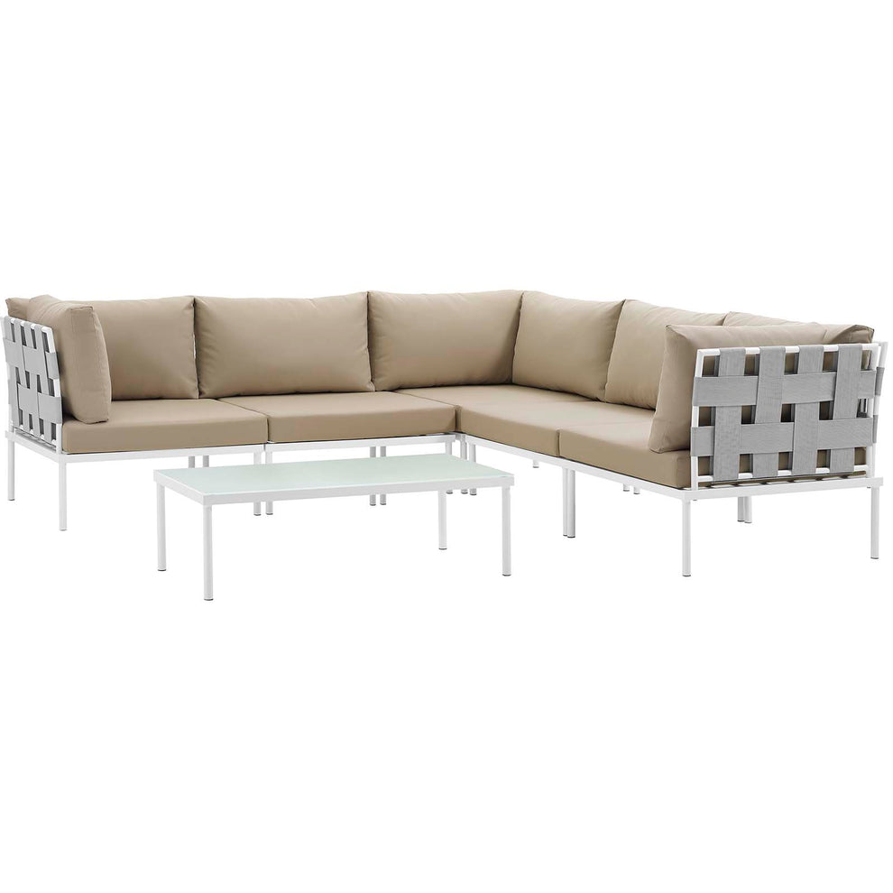Modway Harmony 6 Piece Outdoor Patio Aluminum Sectional Sofa Set - EEI-2627 - EEI-2627 | Outdoor Sofas, Loveseats & Sectionals | Modishstore - 4