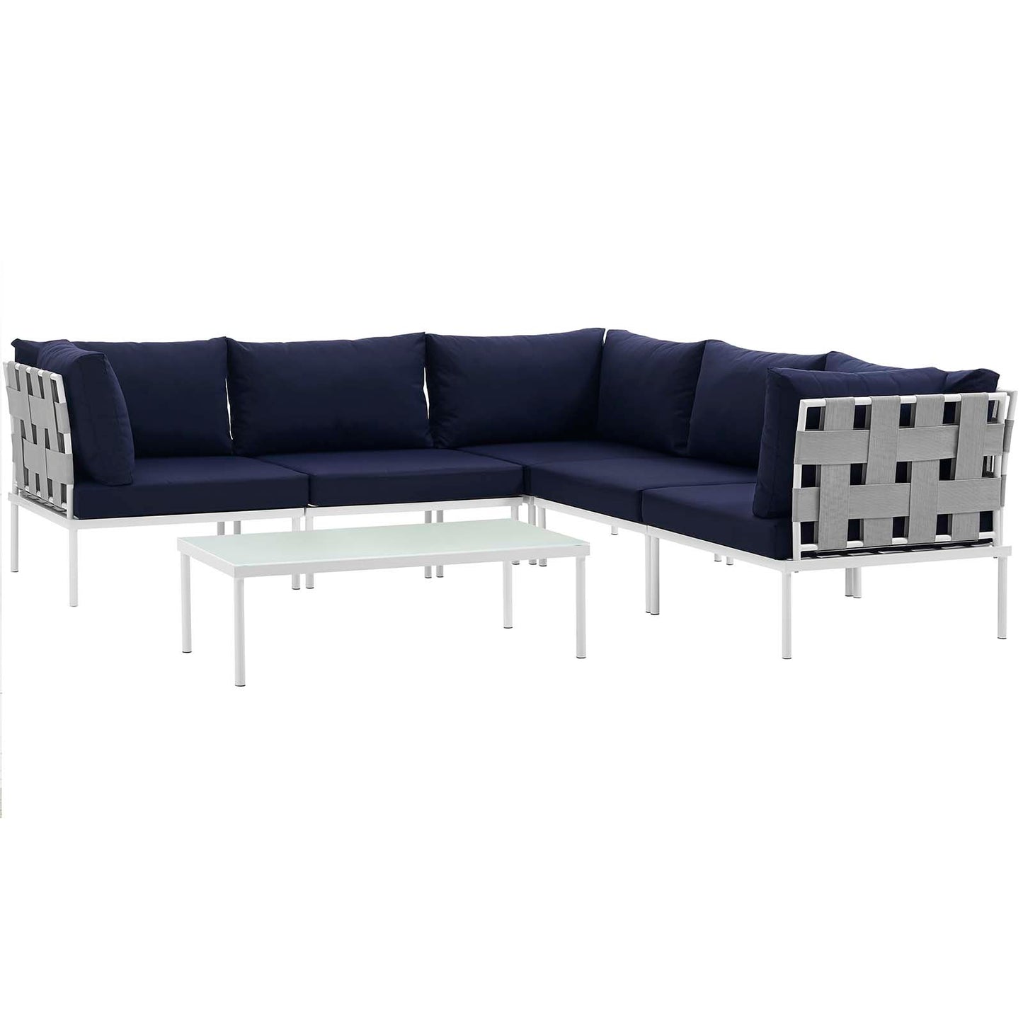 Modway Harmony 6 Piece Outdoor Patio Aluminum Sectional Sofa Set - EEI-2627 | Outdoor Sofas, Loveseats & Sectionals | Modishstore-13
