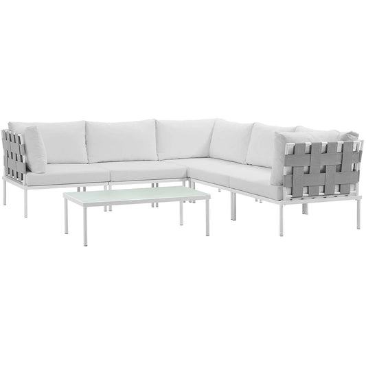Modway Harmony 6 Piece Outdoor Patio Aluminum Sectional Sofa Set - EEI-2627 | Outdoor Sofas, Loveseats & Sectionals | Modishstore-12