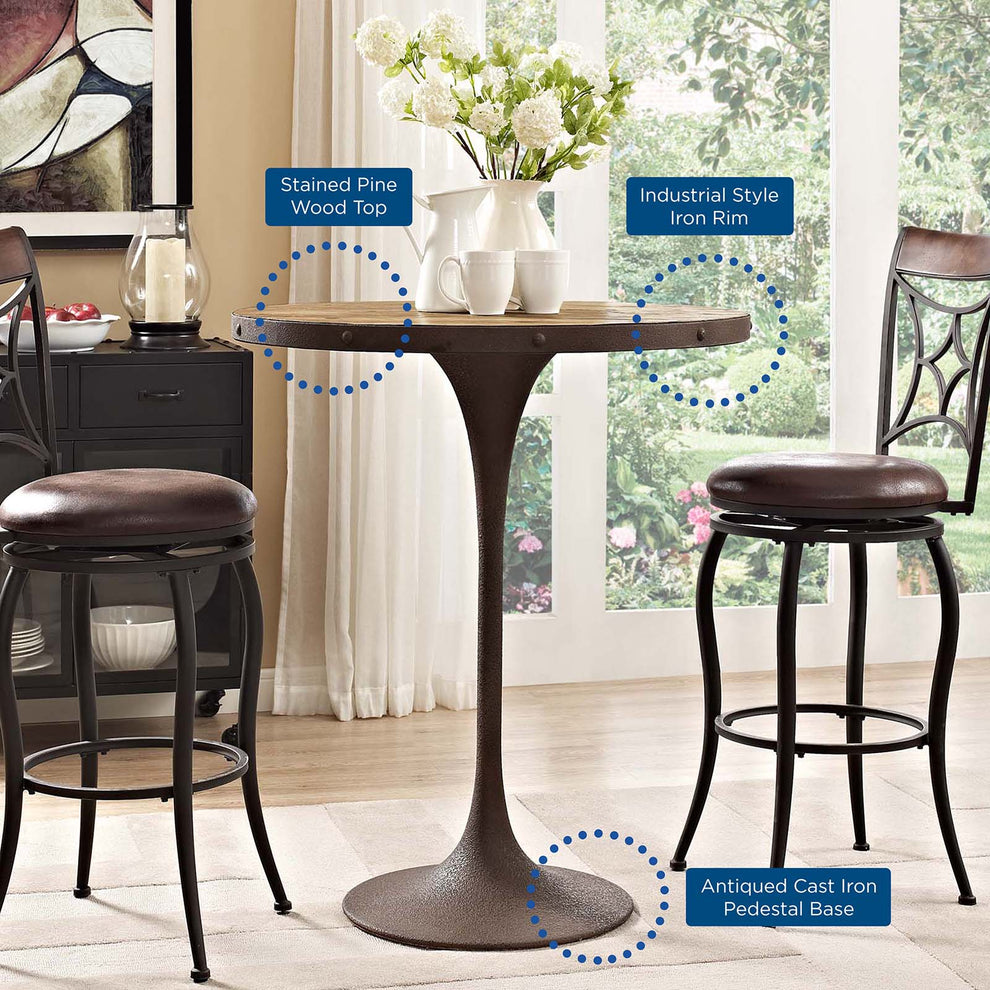 Modway Drive Wood Bar Table - Brown - EEI-2652 | Bar Tables | Modishstore - 4