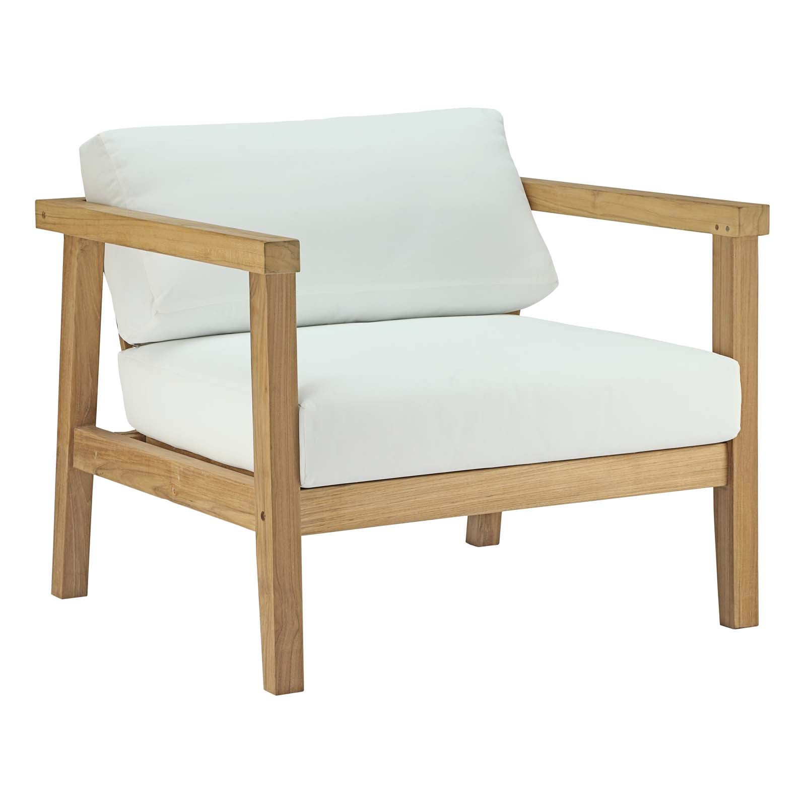 Modway Bayport Outdoor Patio Teak Armchair - Natural White | Outdoor Chairs | Modishstore-2