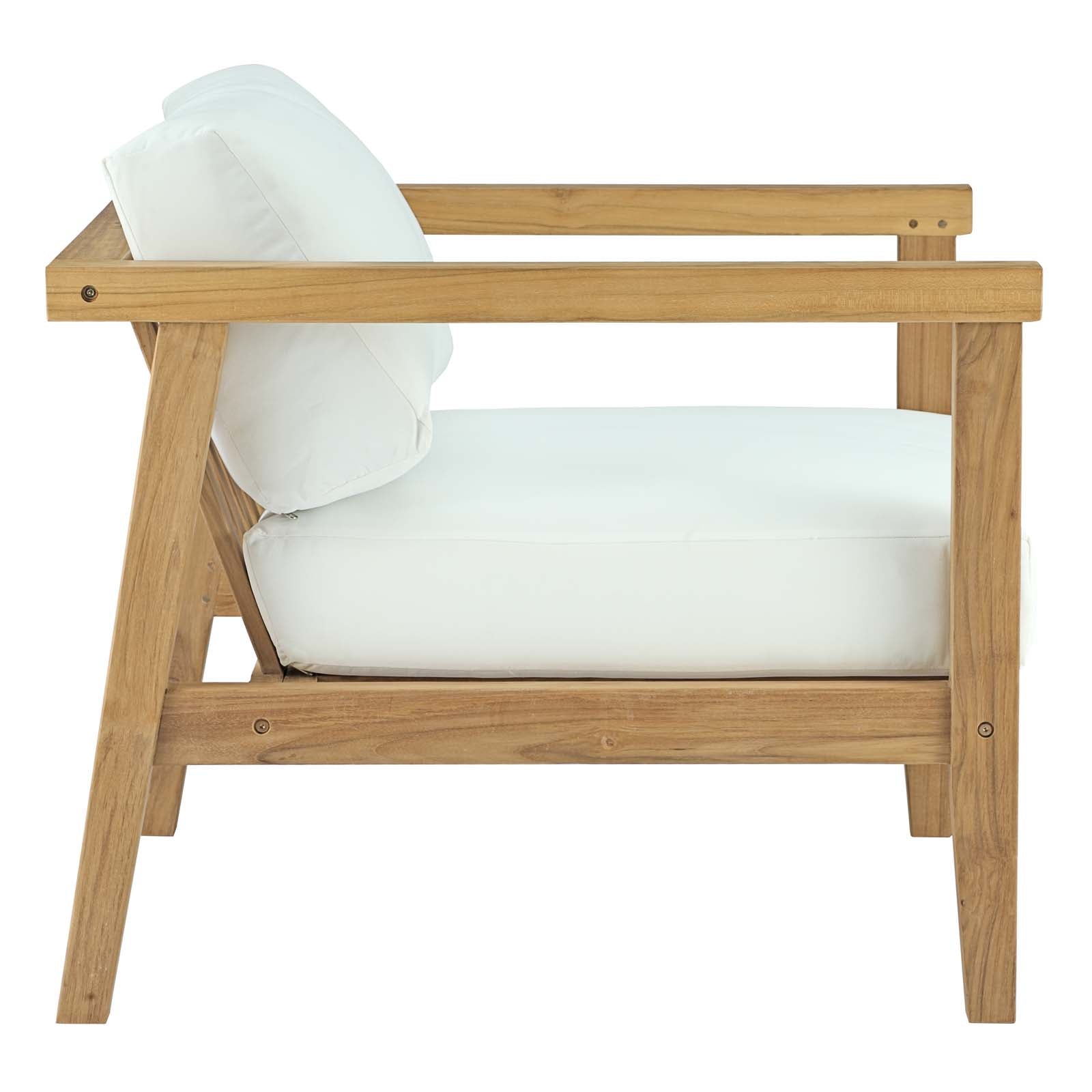 Modway Bayport Outdoor Patio Teak Armchair - Natural White - EEI-2695 | Outdoor Chairs | Modishstore - 3