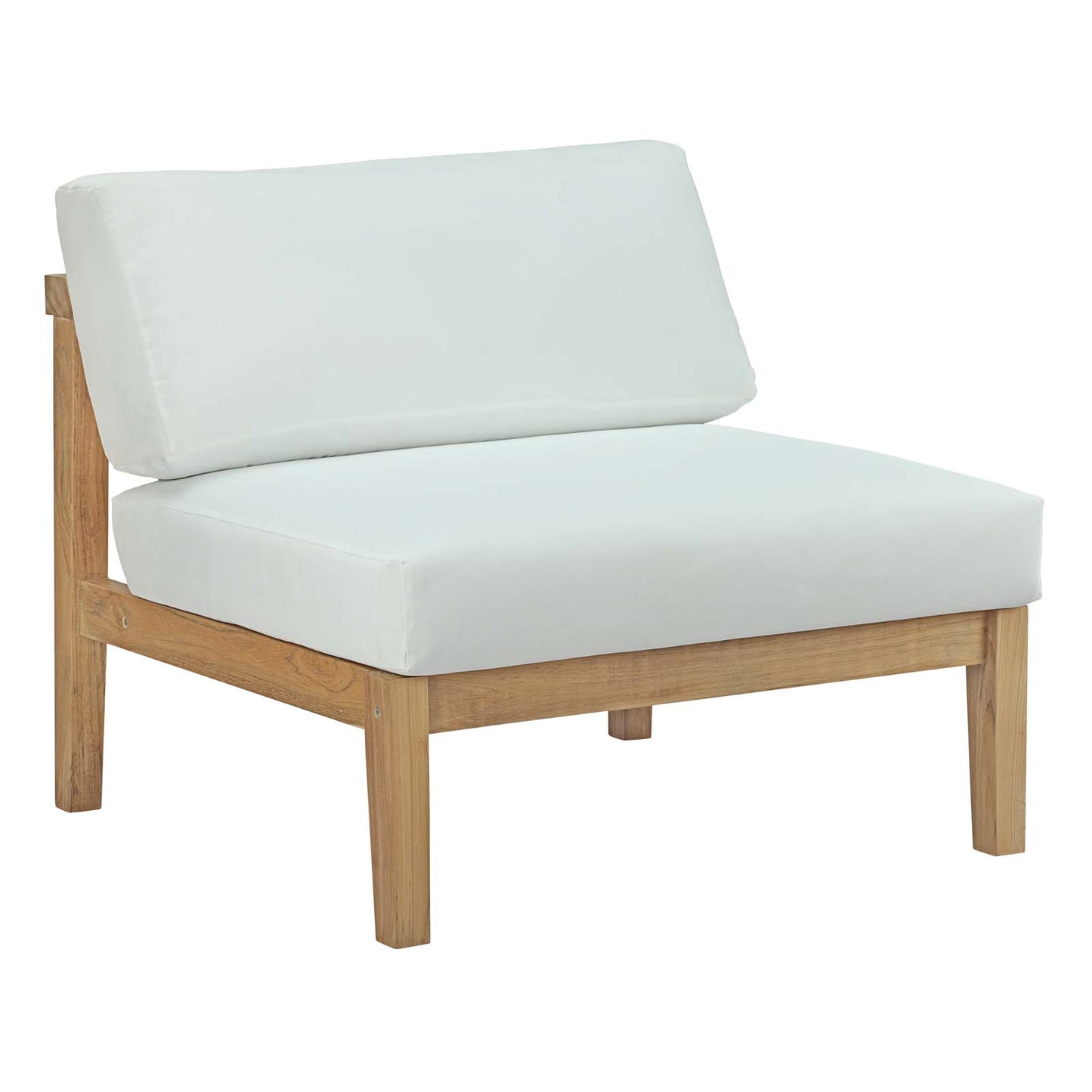 Modway Bayport Outdoor Patio Teak Armless - Natural White | Outdoor Chairs | Modishstore-2