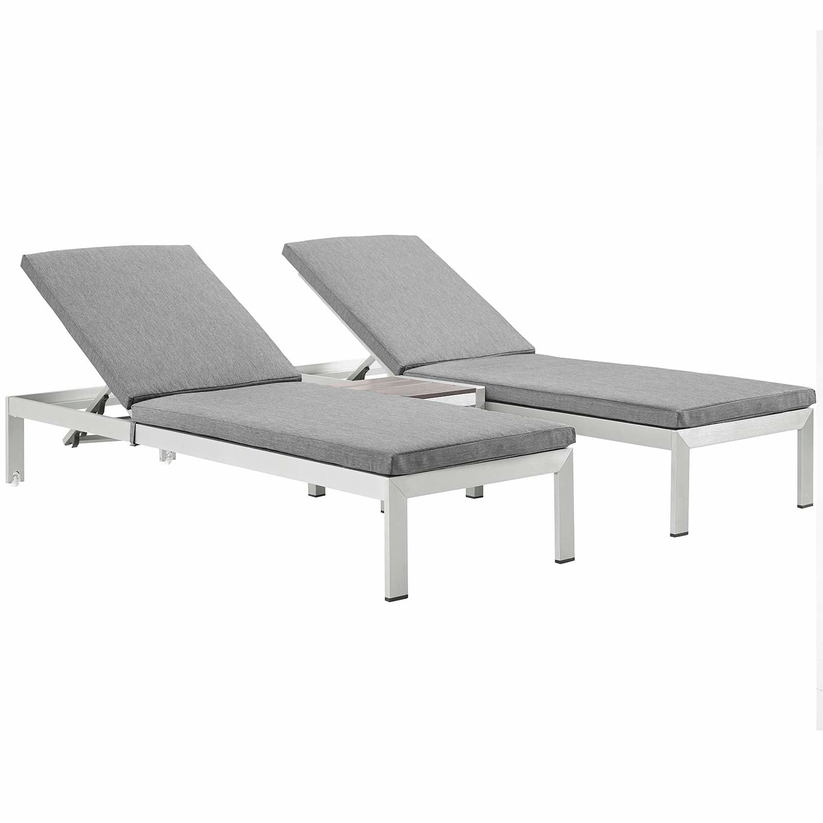 Modway Shore 3 Piece Outdoor Patio Aluminum Chaise with Cushions | Outdoor Recliners & Lounge Chairs | Modishstore-118
