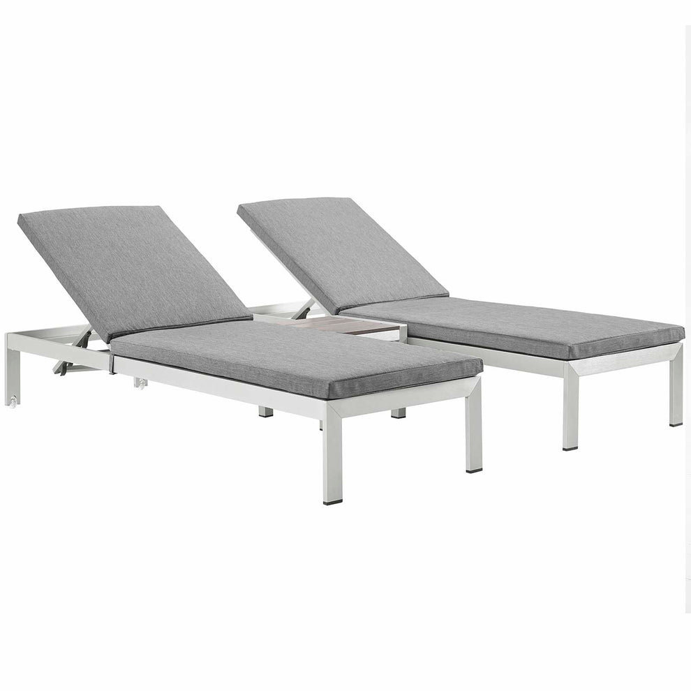 Modway Shore 3 Piece Outdoor Patio Aluminum Chaise with Cushions - EEI-2736 | Outdoor Recliners & Lounge Chairs | Modishstore - 6