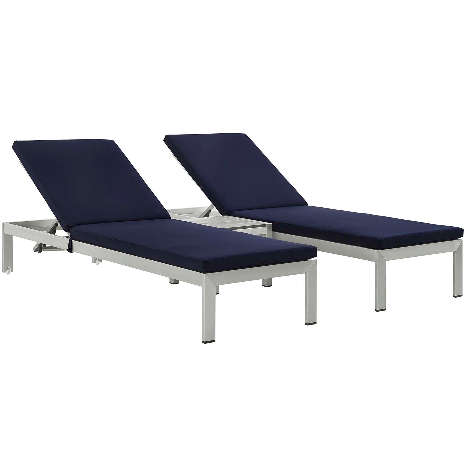 Modway Shore 3 Piece Outdoor Patio Aluminum Chaise with Cushions | Outdoor Recliners & Lounge Chairs | Modishstore-116