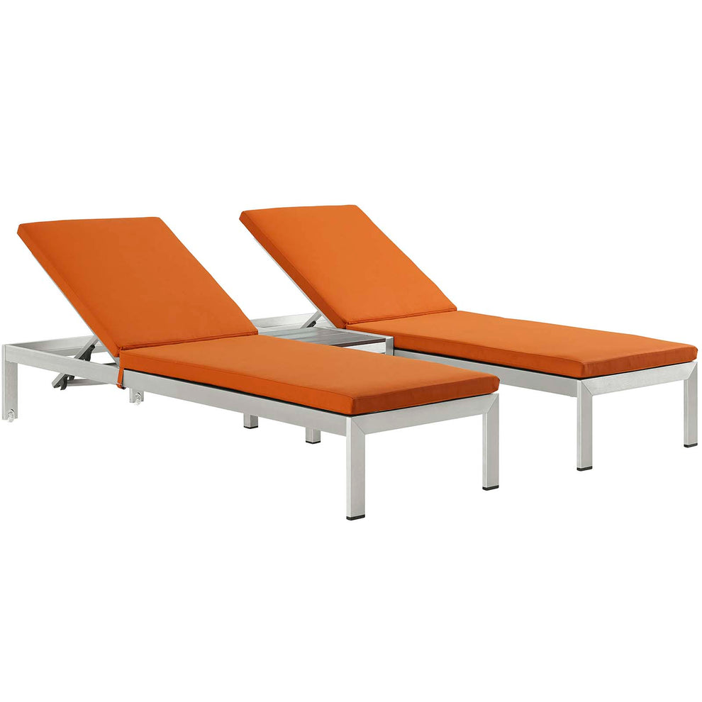 Modway Shore 3 Piece Outdoor Patio Aluminum Chaise with Cushions - EEI-2736 | Outdoor Recliners & Lounge Chairs | Modishstore - 3